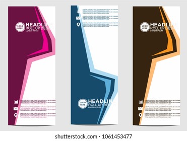 Roll up banner stand template design vector