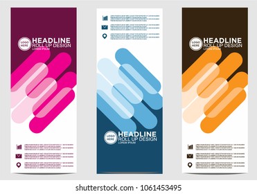 Roll up banner stand template design vector