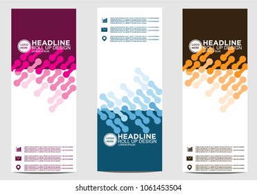 Roll up banner stand template design vector