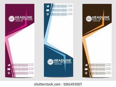 Roll up banner stand template design vector