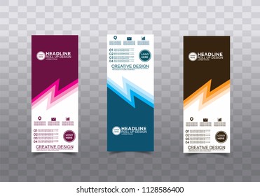 Roll up banner stand template design vector