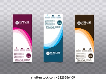 Roll up banner stand template design vector