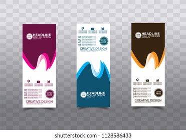 Roll up banner stand template design vector