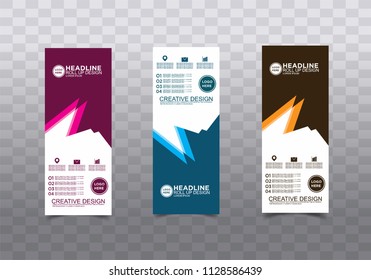 Roll up banner stand template design vector