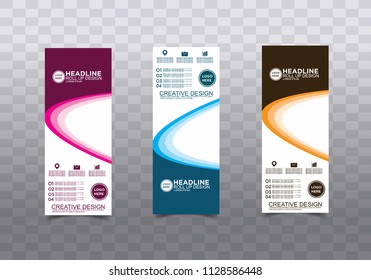 Roll up banner stand template design vector