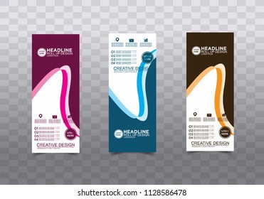 Roll up banner stand template design vector
