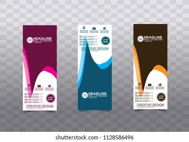 Roll up banner stand template design vector