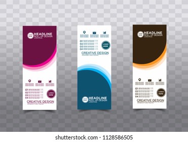 Roll up banner stand template design vector