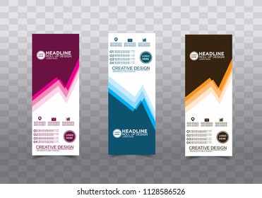 Roll up banner stand template design vector