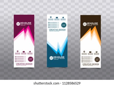 Roll up banner stand template design vector