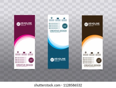 Roll up banner stand template design vector