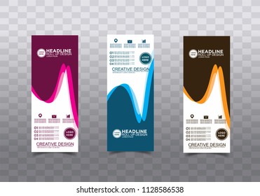 Roll up banner stand template design vector