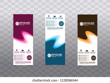 Roll up banner stand template design vector