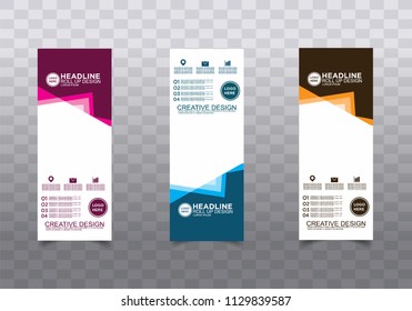 Roll up banner stand template design vector