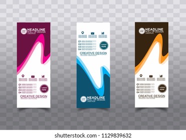 Roll up banner stand template design vector
