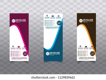 Roll up banner stand template design vector