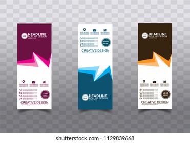 Roll up banner stand template design vector