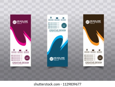 Roll up banner stand template design vector