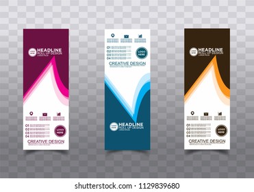 Roll up banner stand template design vector