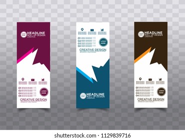 Roll up banner stand template design vector