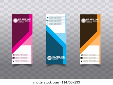 Roll up banner stand template design vector