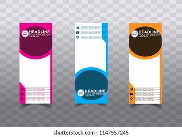 Roll up banner stand template design vector