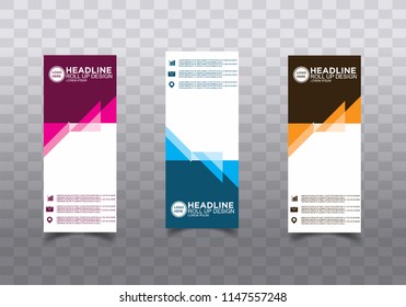 Roll up banner stand template design vector