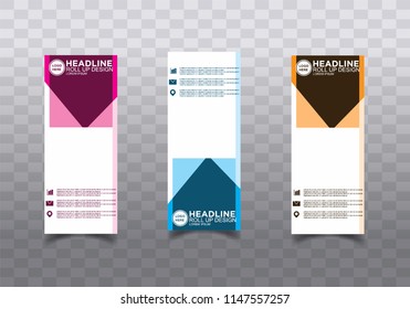 Roll up banner stand template design vector
