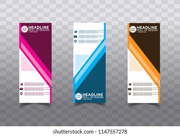 Roll up banner stand template design vector