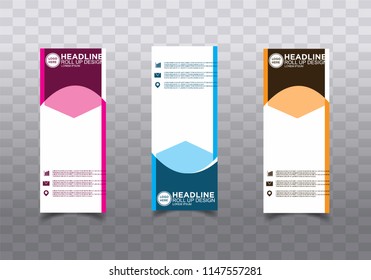 Roll up banner stand template design vector