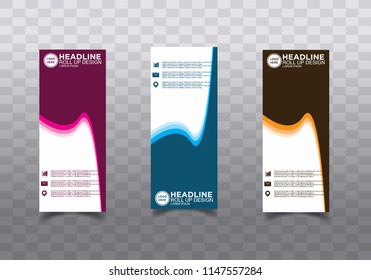 Roll up banner stand template design vector