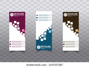 Roll up banner stand template design vector