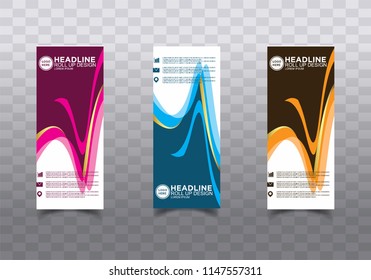 Roll up banner stand template design vector