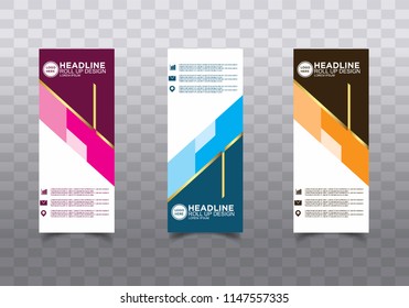 Roll up banner stand template design vector