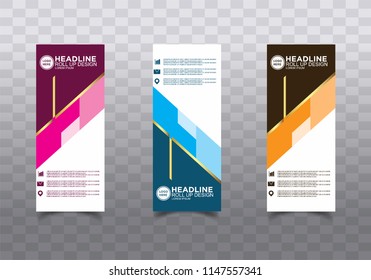 Roll up banner stand template design vector