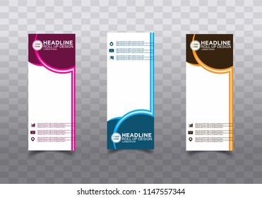 Roll up banner stand template design vector