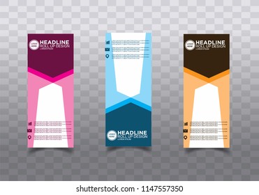 Roll up banner stand template design vector