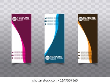 Roll up banner stand template design vector