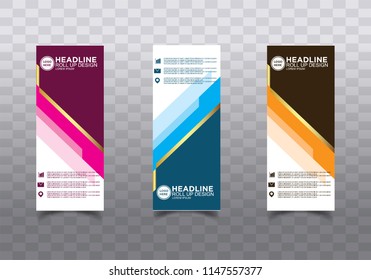 Roll up banner stand template design vector