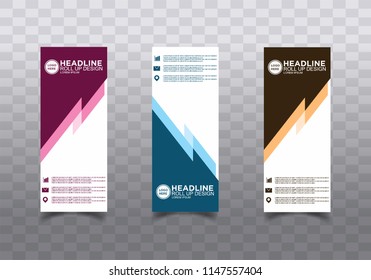 Roll up banner stand template design vector