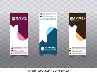 Roll up banner stand template design vector