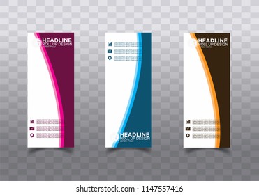 Roll up banner stand template design vector