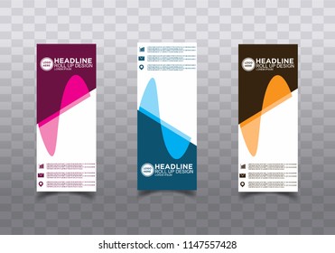 Roll up banner stand template design vector