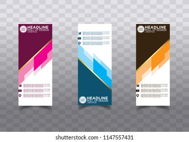 Roll up banner stand template design vector