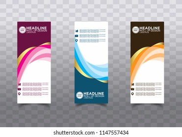 Roll up banner stand template design vector