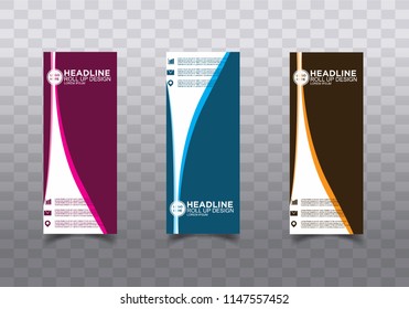 Roll up banner stand template design vector