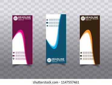 Roll up banner stand template design vector