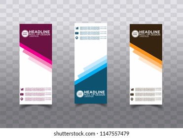 Roll up banner stand template design vector