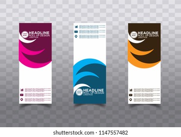 Roll up banner stand template design vector