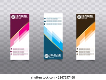 Roll up banner stand template design vector